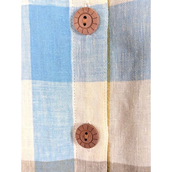 SOFT SURROUNDINGS 100% Linen Plaid Avalon Shirt Country Cottage Beachy Small - Picture 5 of 8